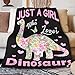 Dinosaur Blanket for Girls-Just a Girl Who Loves Dinosaurs-Dinosaur Gift for Girls Women-Cute Flower Dinosaur Butterfly Pattern-Soft Lightweight and Warm Flannel Throw for Sofa Bed Camping 40