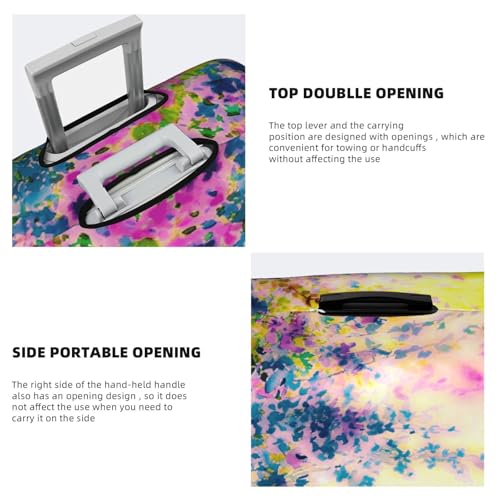 Colorful Flowers And Green Leaves Travel Luggage Cover Elastic Suitcase Protector Washable Baggage Covers For Trunk Case Fits 18-21 Inch Luggage4