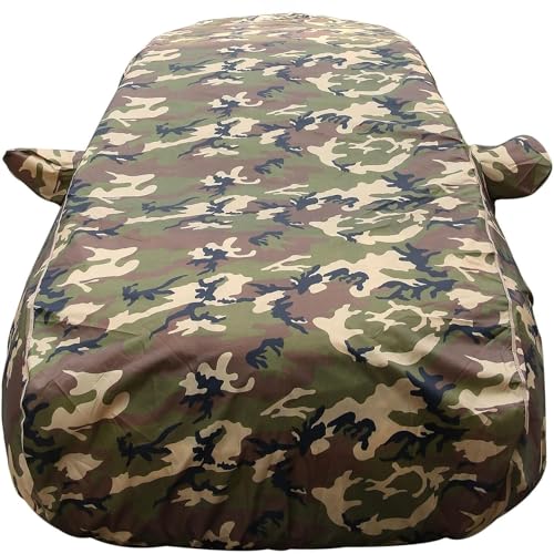 Image of Autofact Kia Syros Waterproof Car Cover, Jungle Print 4x4 American Matty, All-Weather Protection, Triple-Stitched, Windproof with Buckle Belt, Dustproof & Scratchproof, UV Resistant- Gold