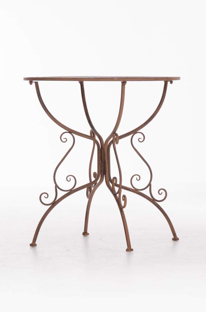 Table de Jardin Ronde AMANDA en Fer Forgé -Table de Bistrot de Style Nostalgique Hauteur 74 cm - Table de Terrasse Diamètre de 70 cm - Solide et Résistante Idéale pour Votre Jardin - Couleur:, Couleur:marron antique