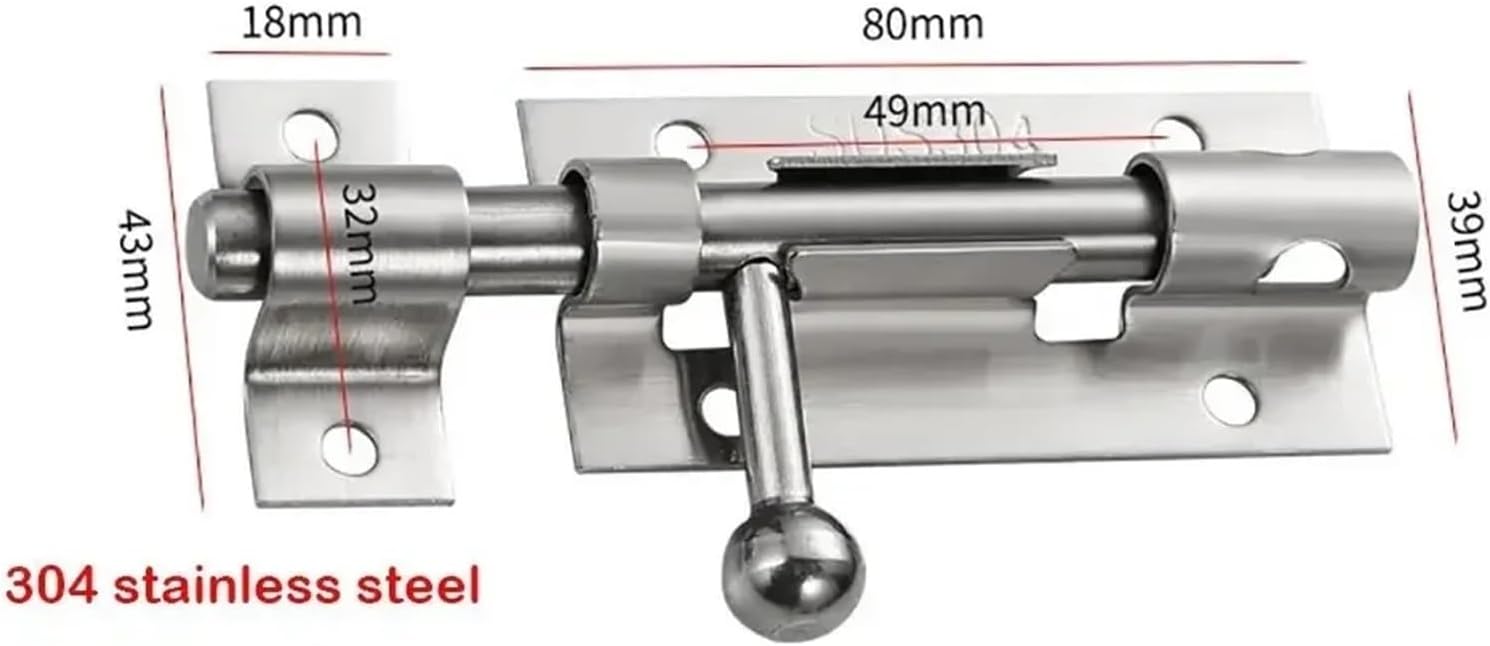 Gate Latch 10 pcs Safety Stainless Steel Door Bolt Lock Heavy Duty Door Bolt Latch Door Exposed Accessories Home Hardware for Secure Yard and Garden