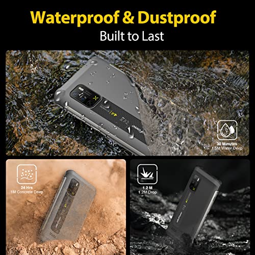 Ulefone Rugged Smartphone, Armor X10, Three Card Slots, 4G Lte Dual Sim Unlocked, 4Gb Ram 32Gb Rom, 5.45 Inch Screen, 5180Mah Battery, 13Mp Dual Rear Waterproof Camera, Nfc, Android 11, Black #TOP2