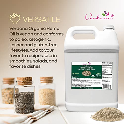 Organic Verdana Virgin Hemp Seed Oil â Unrefined Canadian Cold Pressed Oil â Non-GMO, Kosher Food Grade and Organic â 1 Gallon - Image 6