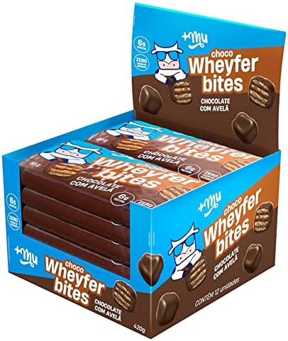 +Mu Chocowheyfer Bites Proteico Sabor Chocolate c/ Avelã - Displa...