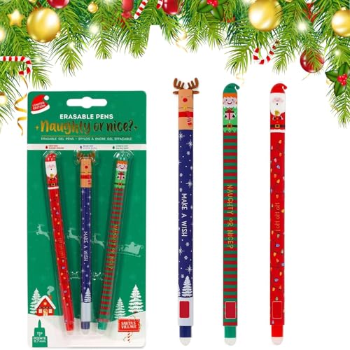 Junjie 3PCS Erasable Ballpoint Pen New Christmas Pens Erasable Christmas Pens Erasable Gel Pen Stationery for Teen Girls and Boys Students (A)