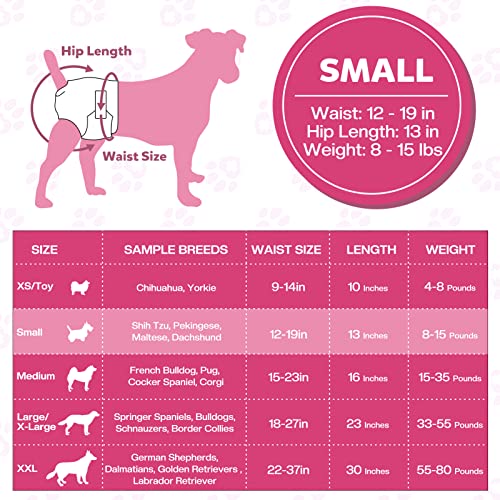 Mizok Female Dog Diapers Comfort Flex Fit, Super Absorbent And Leak Protection With Wetness Indicator Disposable Female Dogs In Heat, Excitable Urination, Or Incontinence (Small, 50 Count) #TOP1