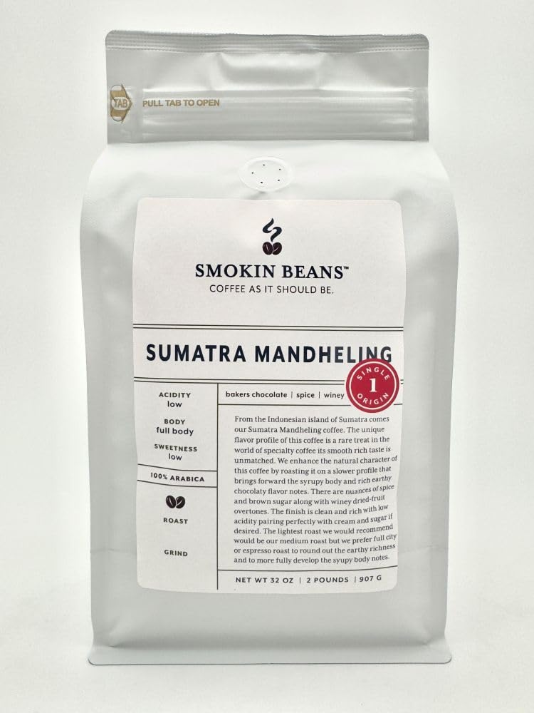 Smokin Beans 2-Pound Indonesian Sumatra Mandheling Freshly Roasted Coffee, Giling Basah Processing, Espresso Roast, Premium Whole Bean Specialty Coffee