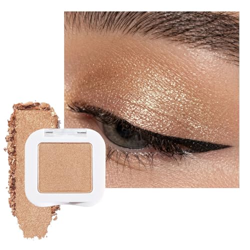 evpct Gold Single Eye Shadow Palette Makeup for Older Women, Gold Bronze Copper Brown Shimmer Glitter Sparkly Metallic Cream Eyeshadow Palette Brightener Makeup, High Pigment Monochrome Mini Eyeshadow