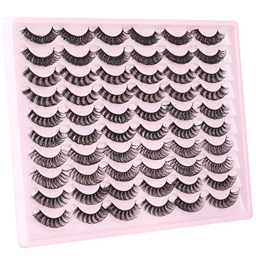 Eyelashes D Curl Fluffy Volume Eye Lashes in Bulk Faux Mink Russian Strip False Eyelashes 30 Pairs Pack