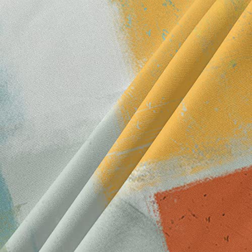 Teal Yellow Round Tablecloth 54 Inch - Waterproof Fabric Table Cloth Protector, Orange Oil Painting Modern Abstract Geometric Tablecloths Washable Table Cover For Kitchen Banquet Coffee Table Party #TOP4