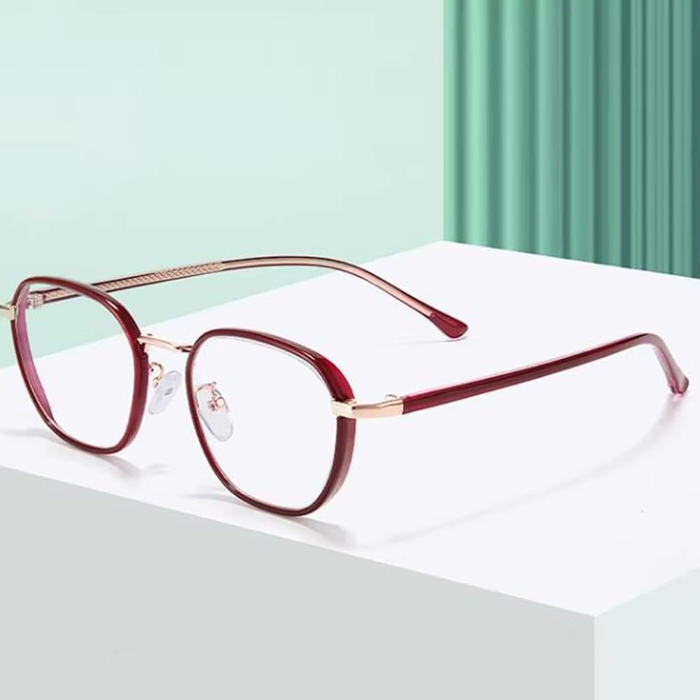 Lunettes de lecture tendance ultra légères pour femme - Lunettes de travail HD - Lunettes d'ordinateur - Lunettes intégrale anti-rayons bleus - Cadre 2.0 (rouge, +3,5)