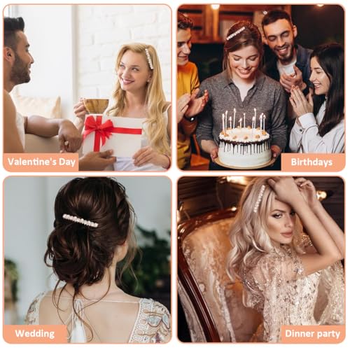 Image of PALAY 2Pcs Hair Clips for Women Pearl Rhinestone Rose Gold Metal Hair Comb Clips Pins, Stylish Decorative Hair Accessories for Bun, Ponytail, Bridesmaid Wedding, Party & Daily Hairstyles