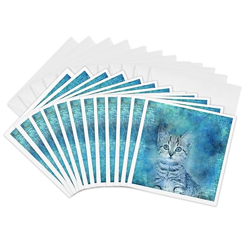 Cartes de vœux chaton aquarelle bleu pour correspondance et anniversaires