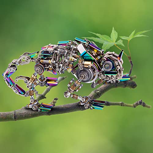 Puzzle in metallo 3D modello camaleonte, modello lucertola meccanica,puzzle in metallo steampunk per adulti
