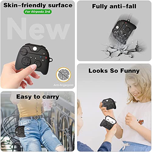 Image of Emoh Roced Case for AirPodS 4 (2024) with Keychain (ANC), Cute Cartoon Shockproof Protective Cover Compatible with Apple AirPods 4th Generation 2024 for Women and Boys (Gaming Console Black)