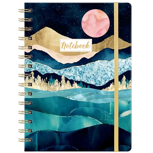 Spiral Journal/Notebook - Lined Journal with Back Pocket and Hardcover, 8.5" x 6.4", College Ruled Notebook/Journal, Premium Thick Paper, Strong Twin-Wire Binding - Emerald Mountain