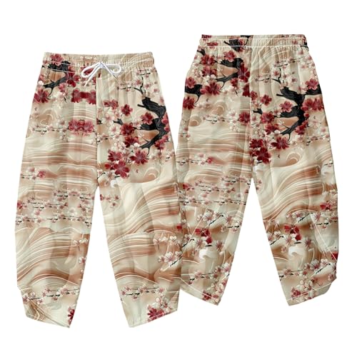 Image of DOSLAVIDA Men's Japanese Kimono Jacket Set Stylish Open Front Coat With Shorts Chinese Style Printed Cardigan Suit