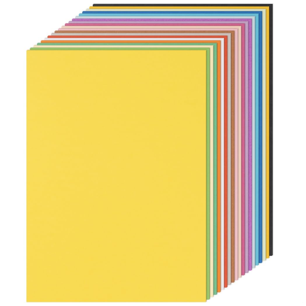 100 Blatt farbiges A4-Papier, 21,6 x 20,3 cm, 200 g/m², 20 verschiedene Farben für Bastelarbeiten, Sammelalben, Drucken