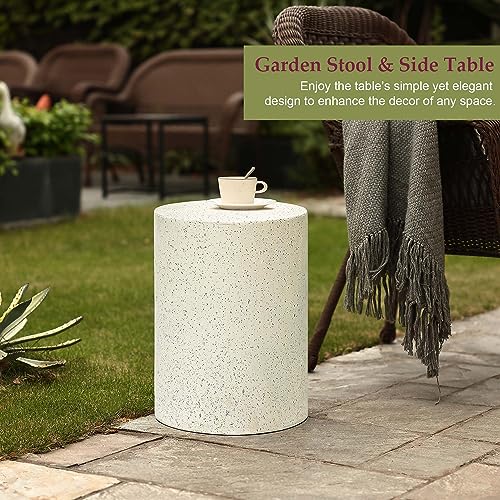 Luxenhöme Luxenhome Outdoor Side Table, 18 Inch Cement Outdoor End Tables For Patio, Garden Accent Table, Modern Small Round Side Table For Outside thumb #3