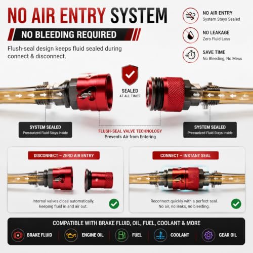 Adaptador de liberación rápida para línea de freno de coche en aleación de aluminio roja 8
