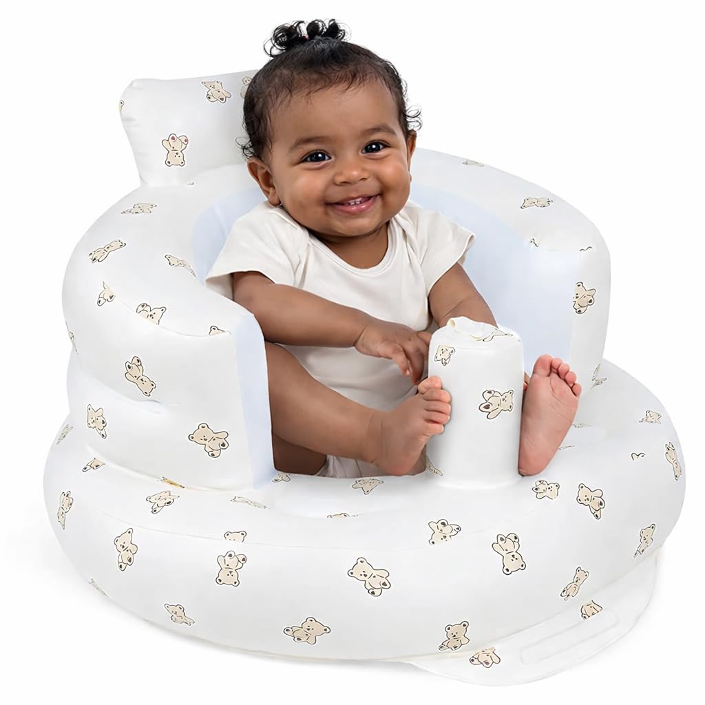 Inflatable Baby Sofa Chair with Built-in Air Pump | Baccha Seat & Inflatable Baby Chair | Portable Infant Support Floor Seat for Babies 3–24 Months | Kids Air Sofa for Play, Feeding & Sitting