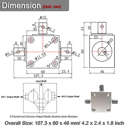 Image of 1:1 Right Angle Tapered Bevel Gearbox 1.5 Module 20 Teeth 90 Angle Drive Steering Gear Device Simple Mechanical DIY Module with 15mm Shaft
