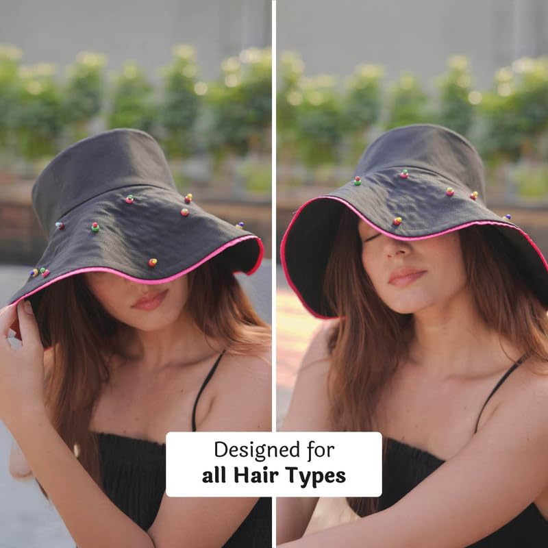 Image of Hair Drama Co. Crochet Bucket Hat for Women | Comfy & Casual Knit Handmade Foldable Floppy Hat | Summer Crochet Bucket Cap for Women & Girls