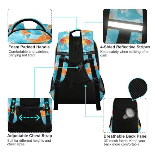 AIXIWAWA Goldfish Travel Backpack for Women Men Laptop Backpacks Casual Daypacks with Padded Straps and Back 11.6×4.9×16.7 IN4