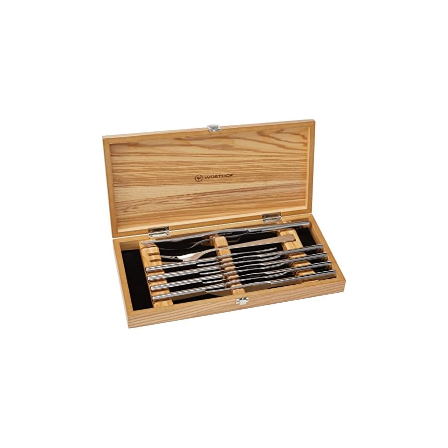 Wüsthof 10-Piece Stainless Steak and Carving Knife Set, Olivewood