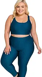 Conjunto Plus Size Fitness 3D Moda Feminina Bella da Serra Cropped Bojo Removível e Legging Cintura Alta Bárbara