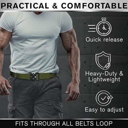 Image of TECEUM Tactical Belt - Heavy-Duty & Quick Release - Military, Work, Rigger, Duty & Utility Belt for Men