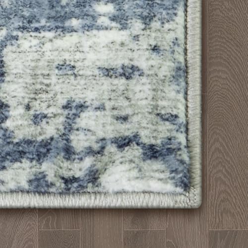 Area Rugs 5x7 Living Room: Large Soft Washable Rug Modern Abstract Anti-Skid Non-Shedding Carpet Indoor Floor Thin Carpets for Bedroom Dining Room Farmhouse Nursery Home Office Grey Blue