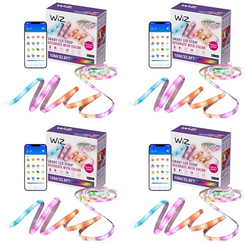 Image of WiZ Connected 32.8 ft LED Light Strip for Your Smart Home - Flowing Multicolor LED, Color-Changing, Cuttable - Voice /App Control - Works with Google Home, Alexa & HomeKit, (Pack of 4)