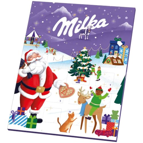 Milka Adventskalender, 24 Türchen mit Alpenmilch Schokolade, 90 g – Ansicht 1