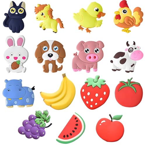 Fridge Magnets for Kids, 15 Magnetic Animals for Toddlers, Educational Animal Fridge Magnets for Early Learning and Fine Motor Skills Development