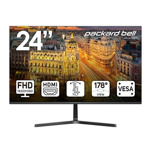 Packard Bell 24" FHD Monitor, 1920x1080, Ultrawide, VESA Mount Compatible, Tilt Adjustment, HDMI/VGA, Slim Bezel, for Home, Office, and Light Gaming
