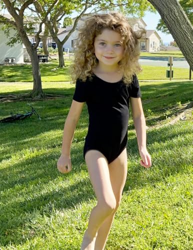 Image of Zaclotre Girls Gymnastics Leotards Crisscross Back Ballet Dance Outfits | Team Basic Leotard,Classic Short Sleeve,Hollow Back,High Stretch,Perfect Fit,Soft Cotton,Breathable,Ballerina Costume