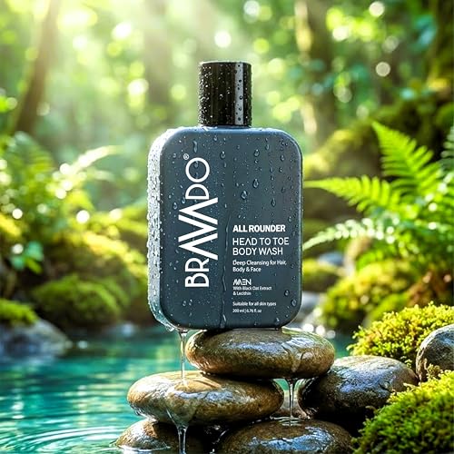 Image of BRAVADO Head to Toe Body Wash for Men | All-in-One Hair, Face & Body Cleanser for Deep Cleansing & Freshness | Hydrating Shower Gel | 200ml
