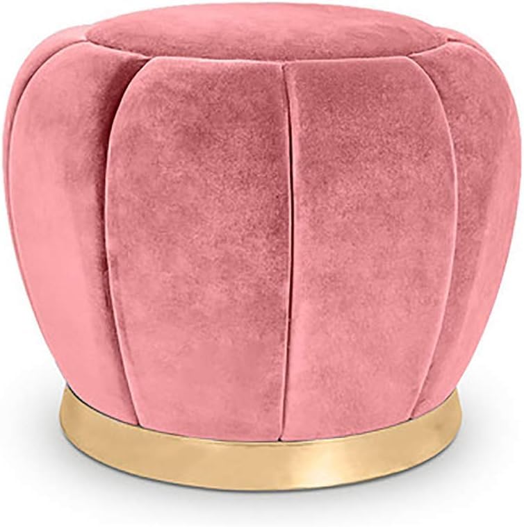 Repose-pieds rembourré avec base plaquée rose pour salon moderne