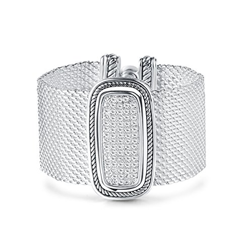 Uny Austrian Pave Crystals Designer Inspired Personality Bracelets Alloy Bangle Jewelry Antique Jewelry (Silver) #TOP6