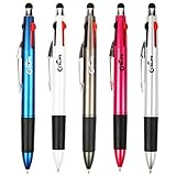 GSlife Multicolor Stylus Pens For Touch Screens 2 in 1 Capacitive Stylus 3 Colorful Ballpoint Pens,Black,Red,Blue Ink,(5 Pack)