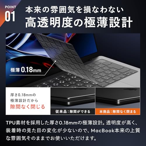 HOGOTECH 極薄ナノクリアキーボードカバー MacBook JIS配列用