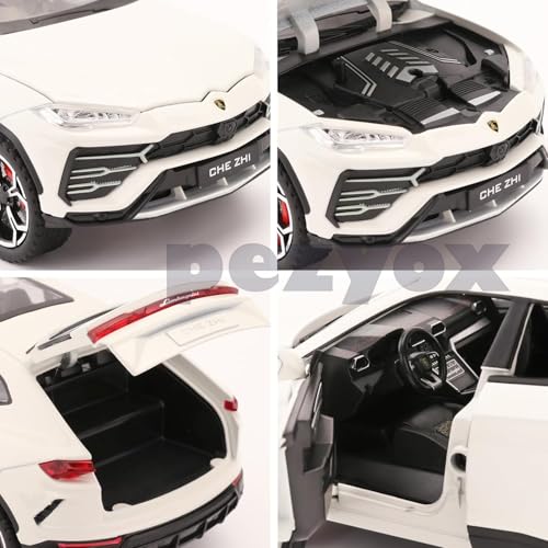 Image of 1:24 Lamborghini Urus Car Model, Diecast Pull Back Car Toy car, Doors Open, Light and Sound, Boys Toys Kids Adults Gifts (White)