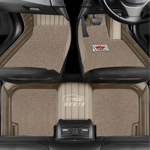 Image of 10D Car Floor Mat for Tata Punch Ev (Model 2026) | Nappa Leather | Luxurious & Elegant Look | 100% Waterproof and Washable | Custom Fitted |- Full Beige