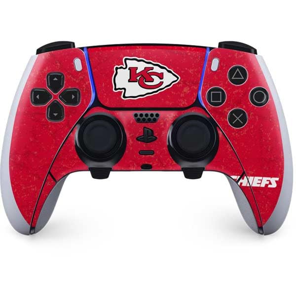 Skinit Decal Gaming Skin Compatible with PS5 DualSense Edge Pro Controller - Officially Licensed NFL Kansas City Chiefs Distressed Design