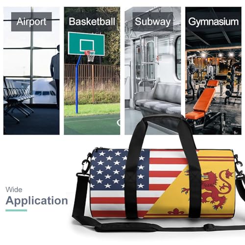 Flag of U.S. Scotland Rampant Flag Travel Gym Bag Cylindrical Duffle Handbag Sport Workout Tote Bag with Shoulder Strap for Men Women3