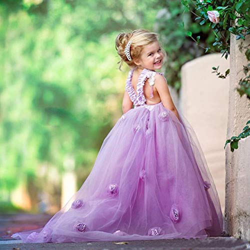 Tulle Flower Girl Dresses for Wedding V Neck Toddler First Communion Dresses Pageant Ball Gown AR2183