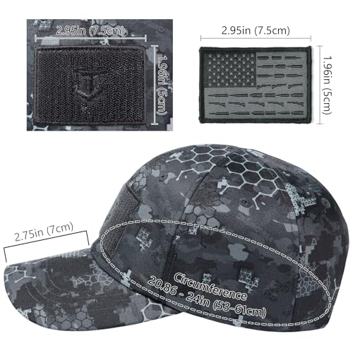 Image of Tactical Hat with Flag Patch Camo Military Army Hats Adjustable Trucker Baseball Cap Soft Top for Shooting