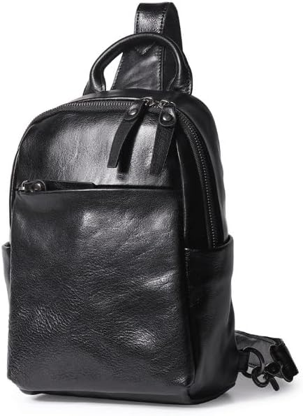 Men's Genuine Leather Casual Crossbody Bag Single Shoulder Large Capacity Chest