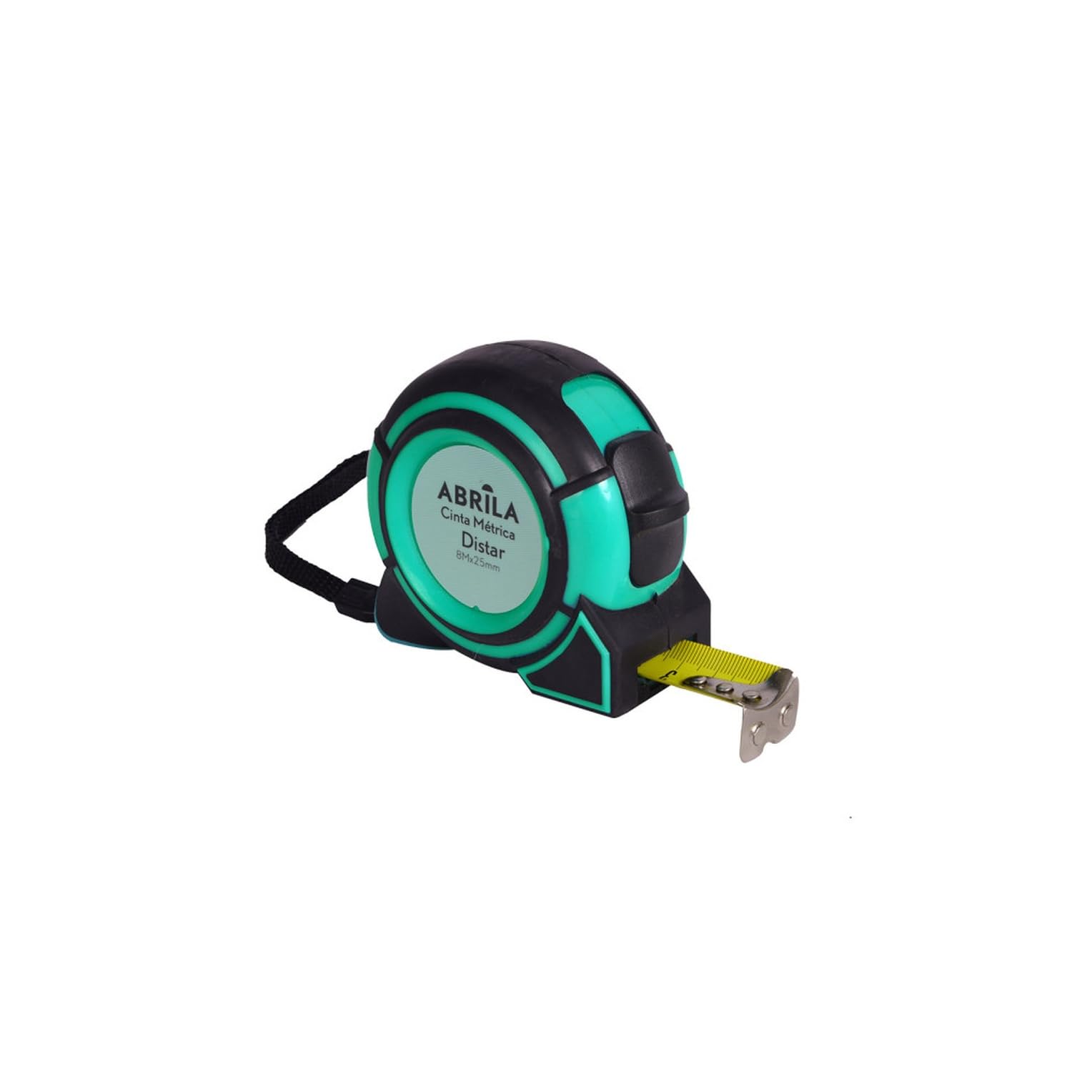 Cinta métrica 8m x 25mm con bloqueo, enganche magnético y clip para cinturón cinta métrica ergonómica con revestimiento antideslizante negro/verde